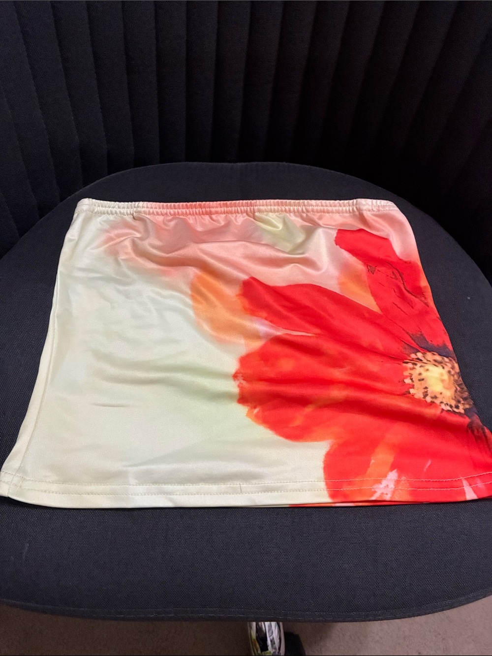 Amazon Floral Red and Orange Bandeau Crop Top